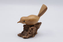 Load image into Gallery viewer, Hand Carved Wood Bird Figurine on Natural Root Wood Base 3 Inch

