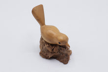 Load image into Gallery viewer, Hand Carved Wood Bird Figurine on Natural Root Wood Base 3 Inch
