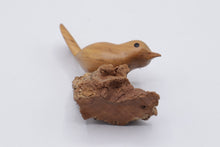 Load image into Gallery viewer, Hand Carved Wood Bird Figurine on Natural Root Wood Base 3 Inch
