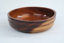 Load image into Gallery viewer, Large Turned Wood Salad Bowl 13 Inch Two Tone Decorative Centerpiece
