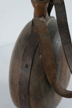Load image into Gallery viewer, Antique European Wooden Pilgrim Flask with Leather Straps – Continental Canteen – 15" Tall
