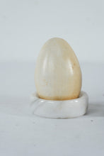 Load image into Gallery viewer, Pair Decorative Wooden Eggs with Stands Turned Wood Egg Sculptures
