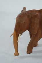 Load image into Gallery viewer, Hand-Carved Wooden Elephant Figurine with Tusk Detail
