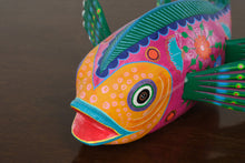 Load image into Gallery viewer, Hand Carved Oaxacan Alebrije Fish Sculpture Signed Mexican Folk Art Wood Carving
