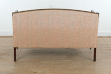 Load image into Gallery viewer, Sheraton Style Mahogany Upholstered Sofa with Inlaid Panels
