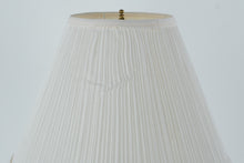 Load image into Gallery viewer, Spun Wood and Brass Table Lamp with Pleated Shade – 26&quot; Tall
