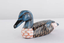 Load image into Gallery viewer, Wooden Mallard Decoy with Blue Head
