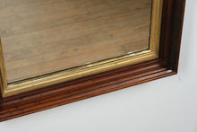 Load image into Gallery viewer, "Golden Edge Reflection" – Vintage Wooden Framed Mirror with Gold Interior Trim – 21.5" x 30"
