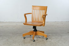 Load image into Gallery viewer, Maple Wood Swivel Office Chair with Slat Back and Casters
