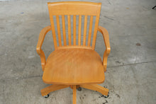 Load image into Gallery viewer, Maple Wood Swivel Office Chair with Slat Back and Casters
