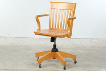 Load image into Gallery viewer, Mid-Century Modern Wood Swivel Office Chair with Casters
