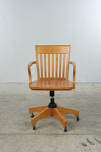 Load image into Gallery viewer, Mid-Century Modern Wood Swivel Office Chair with Casters
