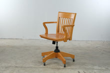 Load image into Gallery viewer, Mid-Century Modern Wood Swivel Office Chair with Casters
