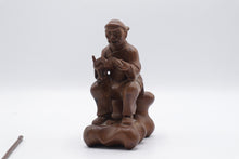 Load image into Gallery viewer, Hand Carved Wood Seated Scholar Reading Book Asian Figurine 6 Inch As Is
