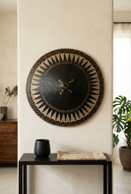 Load image into Gallery viewer, Filipino Salakot Traditional Painted Sun Hat Black Cream Geometric Folk Art 23 Inch
