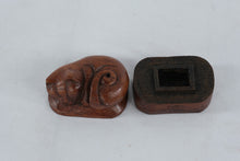 Load image into Gallery viewer, Hand Carved Wood Cat Trinket Box Small Hinged Figurine Box
