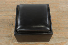 Load image into Gallery viewer, World Market Black Leather Storage Ottoman with Reversible Tray Top – 18” Square

