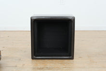 Load image into Gallery viewer, World Market Black Leather Storage Ottoman with Reversible Tray Top – 18” Square
