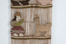 Load image into Gallery viewer, Vintage Andean Woven Wall Hanging Llamas Ducks Folk Art Textile 40 x 11
