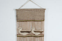 Load image into Gallery viewer, Vintage Andean Woven Wall Hanging Llamas Ducks Folk Art Textile 40 x 11
