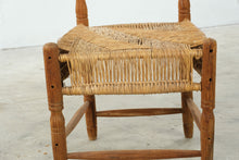 Load image into Gallery viewer, Woven Rush Seat Wood Side Chair with Geometric Back

