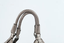 Load image into Gallery viewer, Cole Haan Metallic Taupe Woven Leather Satchel Braided Handle Bag
