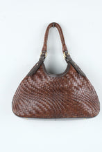 Load image into Gallery viewer, Cole Haan Genevieve Woven Leather Hobo Shoulder Bag Brown Large
