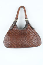 Load image into Gallery viewer, Cole Haan Genevieve Woven Leather Hobo Shoulder Bag Brown Large
