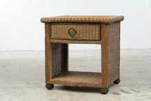 Load image into Gallery viewer, Woven Wicker Rattan Nightstand with Drawer and Lower Shelf
