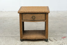 Load image into Gallery viewer, Woven Wicker Rattan Nightstand with Drawer and Lower Shelf

