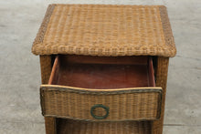 Load image into Gallery viewer, Woven Wicker Rattan Nightstand with Drawer and Lower Shelf

