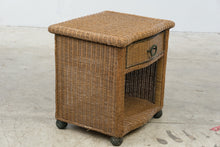 Load image into Gallery viewer, Woven Wicker Rattan Nightstand with Drawer and Lower Shelf
