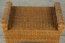 Load image into Gallery viewer, Vintage Wicker Rattan Footstool Ottoman Bench
