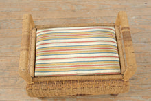 Load image into Gallery viewer, Vintage Wicker Storage Bench Ottoman With Cushion Seat Mid Century Coastal Style
