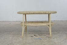 Load image into Gallery viewer, Vintage Cream Wicker Rattan Coffee Table 31 Inch Two Tier Boho Coastal
