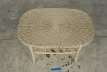 Load image into Gallery viewer, Vintage Cream Wicker Rattan Coffee Table 31 Inch Two Tier Boho Coastal
