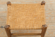 Load image into Gallery viewer, Woven Rush Seat Stool with Turned Wood Frame
