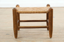 Load image into Gallery viewer, Woven Rush Seat Stool with Turned Wood Frame
