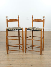 Load image into Gallery viewer, Pair of Woven Strap Counter-Height Barstools – Sturdy &amp; Stylish
