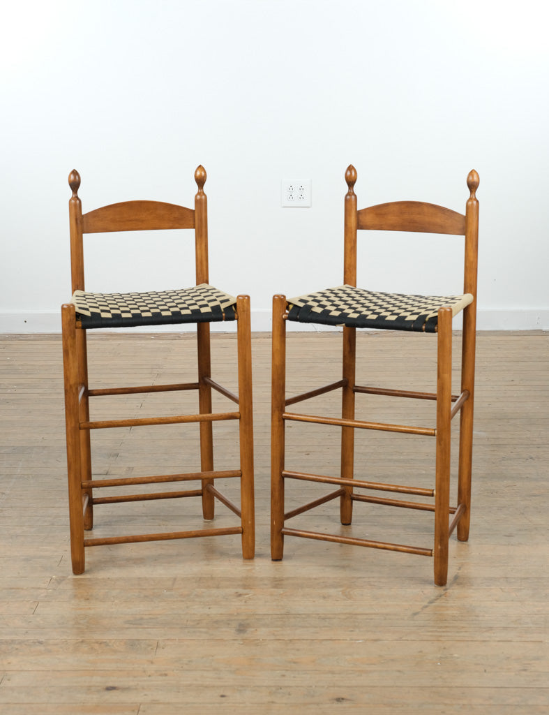 Pair of Woven Strap Counter-Height Barstools – Sturdy & Stylish
