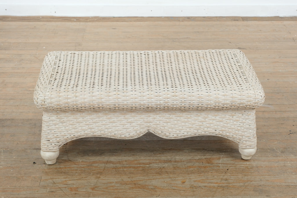 Off-White Woven Wicker Coffee Table – Coastal Cottage Style