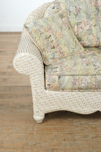 Load image into Gallery viewer, Off-White Woven Wicker Sofa – Tropical Upholstery, Coastal Cottage Style
