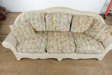 Load image into Gallery viewer, Off-White Woven Wicker Sofa – Tropical Upholstery, Coastal Cottage Style
