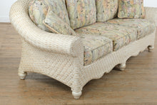 Load image into Gallery viewer, Off-White Woven Wicker Sofa – Tropical Upholstery, Coastal Cottage Style
