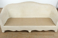Load image into Gallery viewer, Off-White Woven Wicker Sofa – Tropical Upholstery, Coastal Cottage Style
