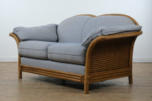 Load image into Gallery viewer, Coastal Blue Check Rattan Loveseat by Lane Venture
