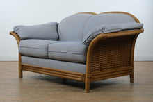 Load image into Gallery viewer, Coastal Blue Check Rattan Loveseat by Lane Venture
