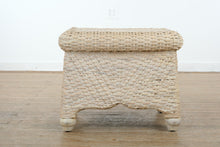 Load image into Gallery viewer, Off-White Woven Wicker Side Table – Coastal Cottage Accent Table
