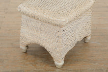 Load image into Gallery viewer, Off-White Woven Wicker Side Table – Coastal Cottage Accent Table
