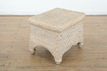Load image into Gallery viewer, Off-White Woven Wicker Side Table – Coastal Cottage Accent Table
